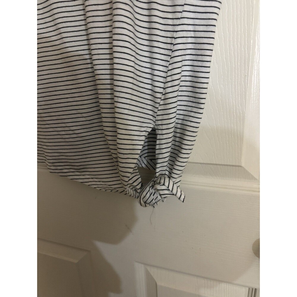 Banana Republic Woman’s  Blue & White Striped T-Shirt Ties At Waist Size Medium - Picture 4 of 12